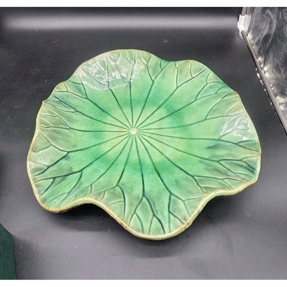 Arhaus Ceramic Hand Made Lily Pad Wall Plate 15 Inches Ready to Hang